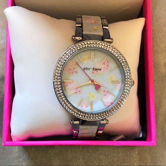 Betsey Johnson women’s watch NEW floral rhinestone - Picture 2 of 6